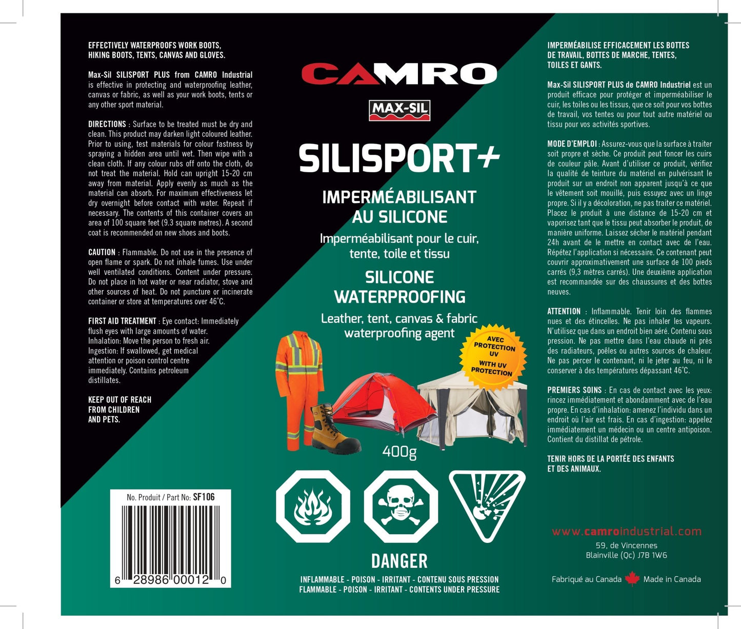 SILICONE EN AÉROSOL - SILISPORT+ 400 g - Camro Industrial